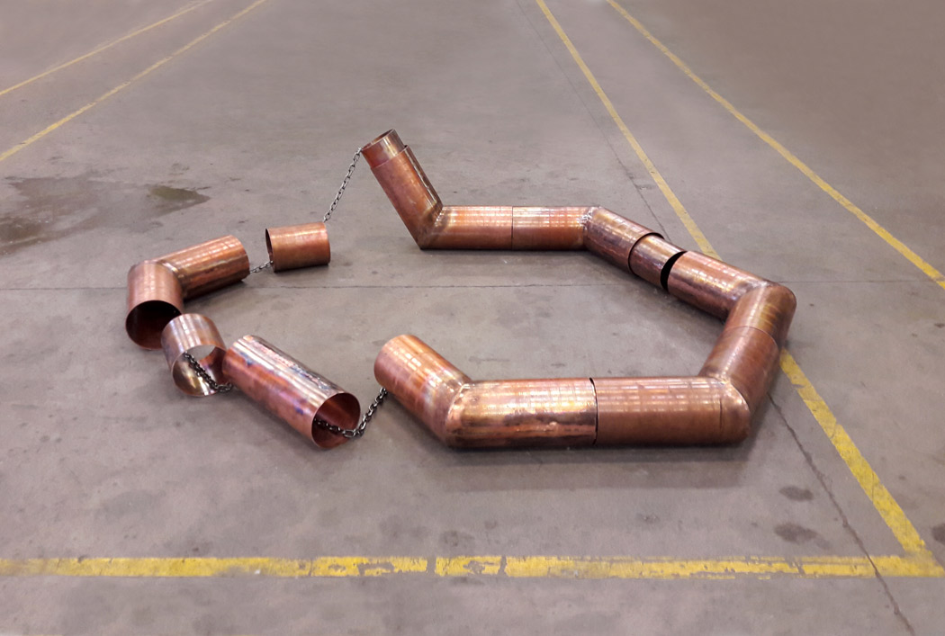 Sculpture Fractale, tubes en cuivre, 2014, création maison de la tour:le cube, Valaurie 3
